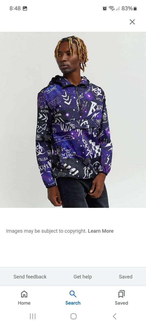 New Med Reason Galaxy Hoodie Mesh Line Anorak Jacket Windbreaker Purple Black